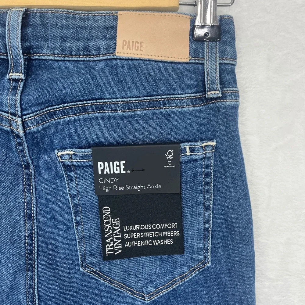 PAIGE Jeans Cindy High Rise Straight Ankle‎ Women's sz 24 Blue Legendary NWT